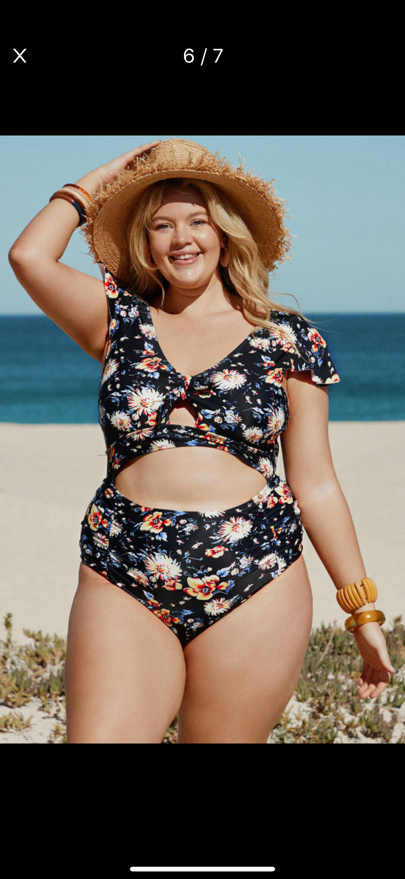Plus Cap Sleeve Cut-Out Swimsuit