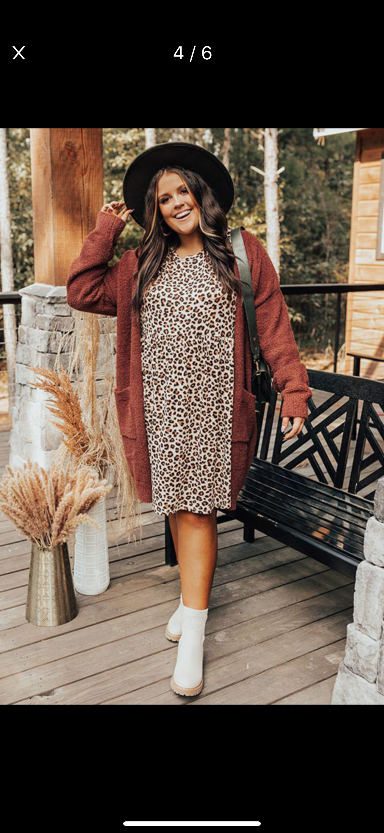 Plus Leopard Long Sleeve Midi Dress