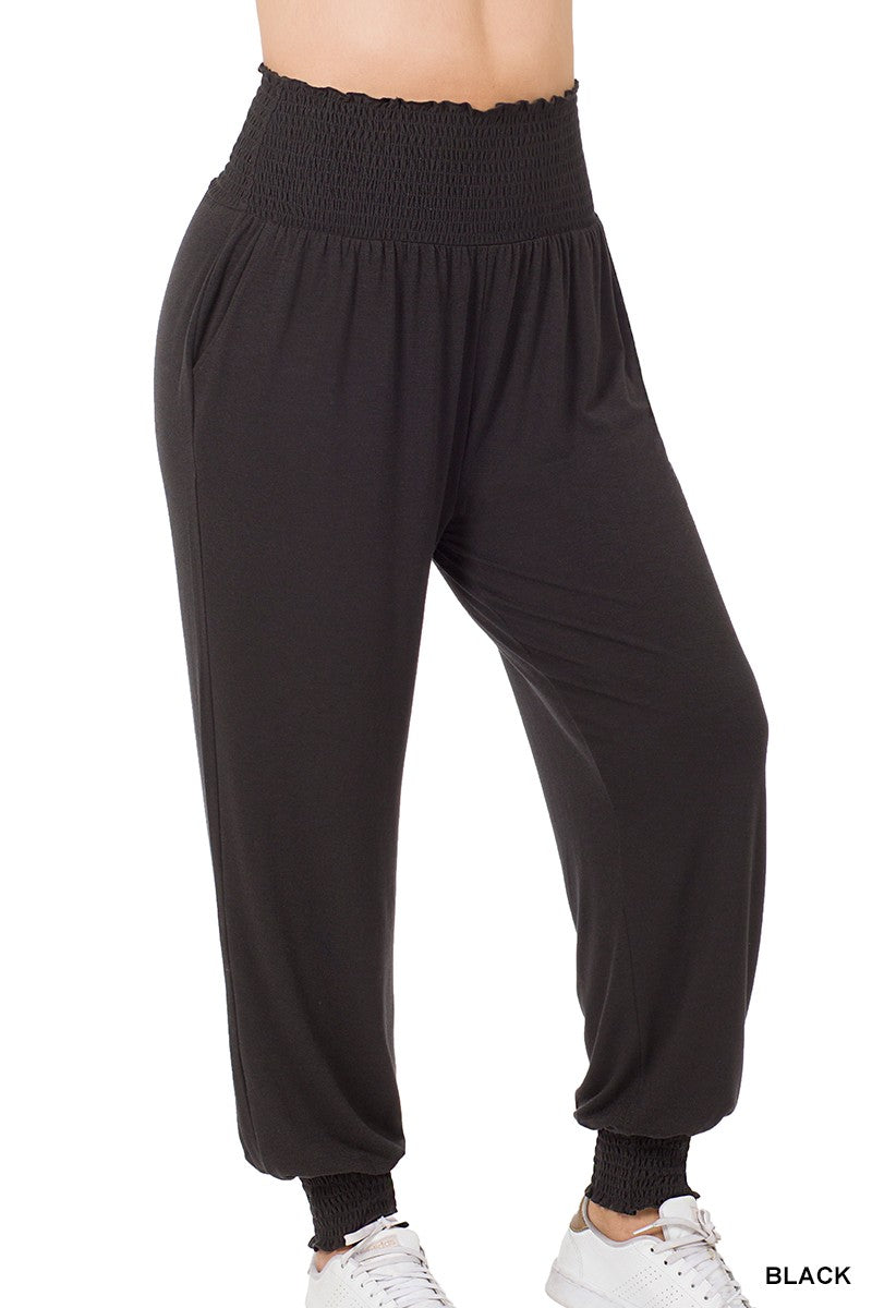 Plus High-waisted Smocked Lounge Pants