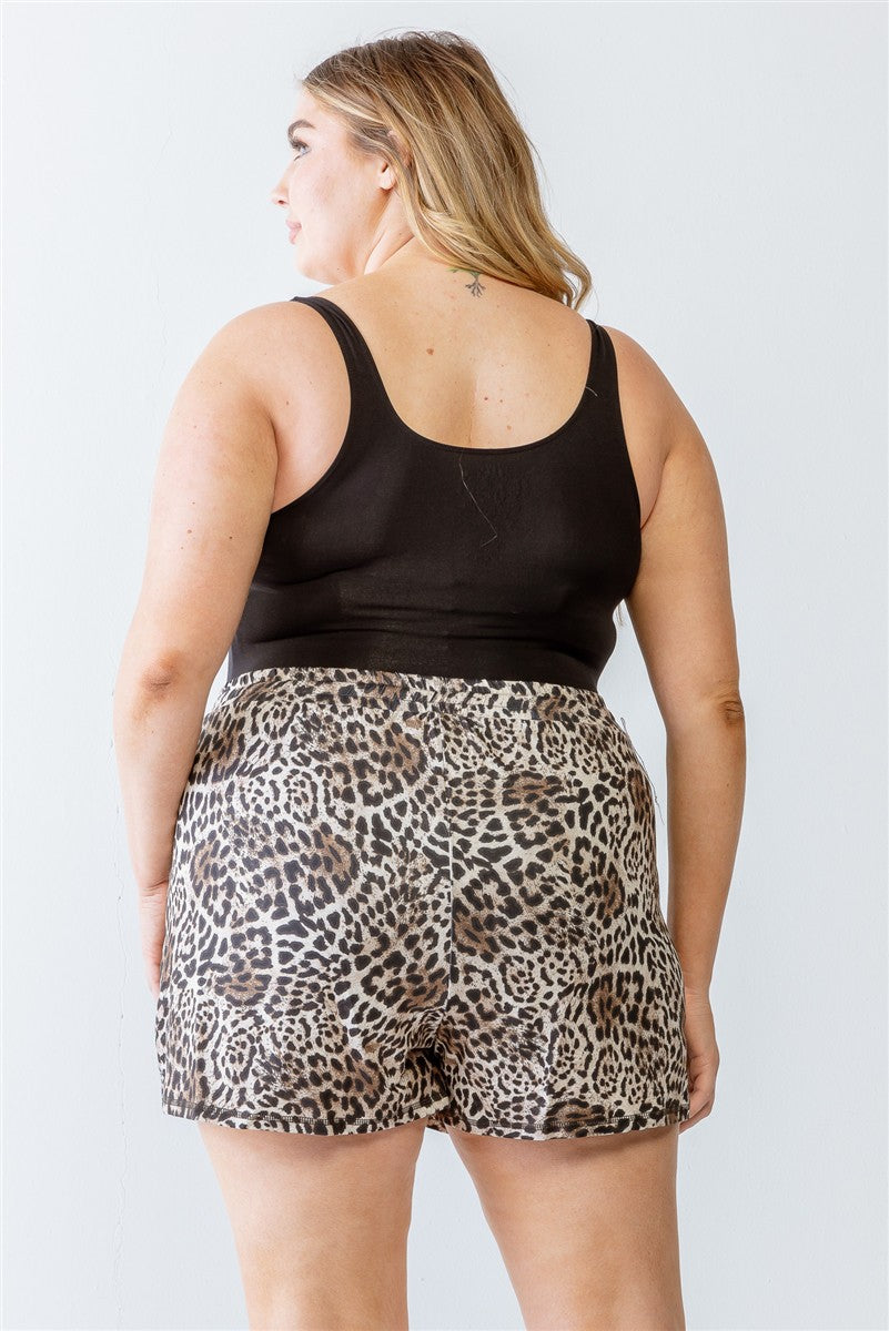 Plus Leopard High Waist Shorts