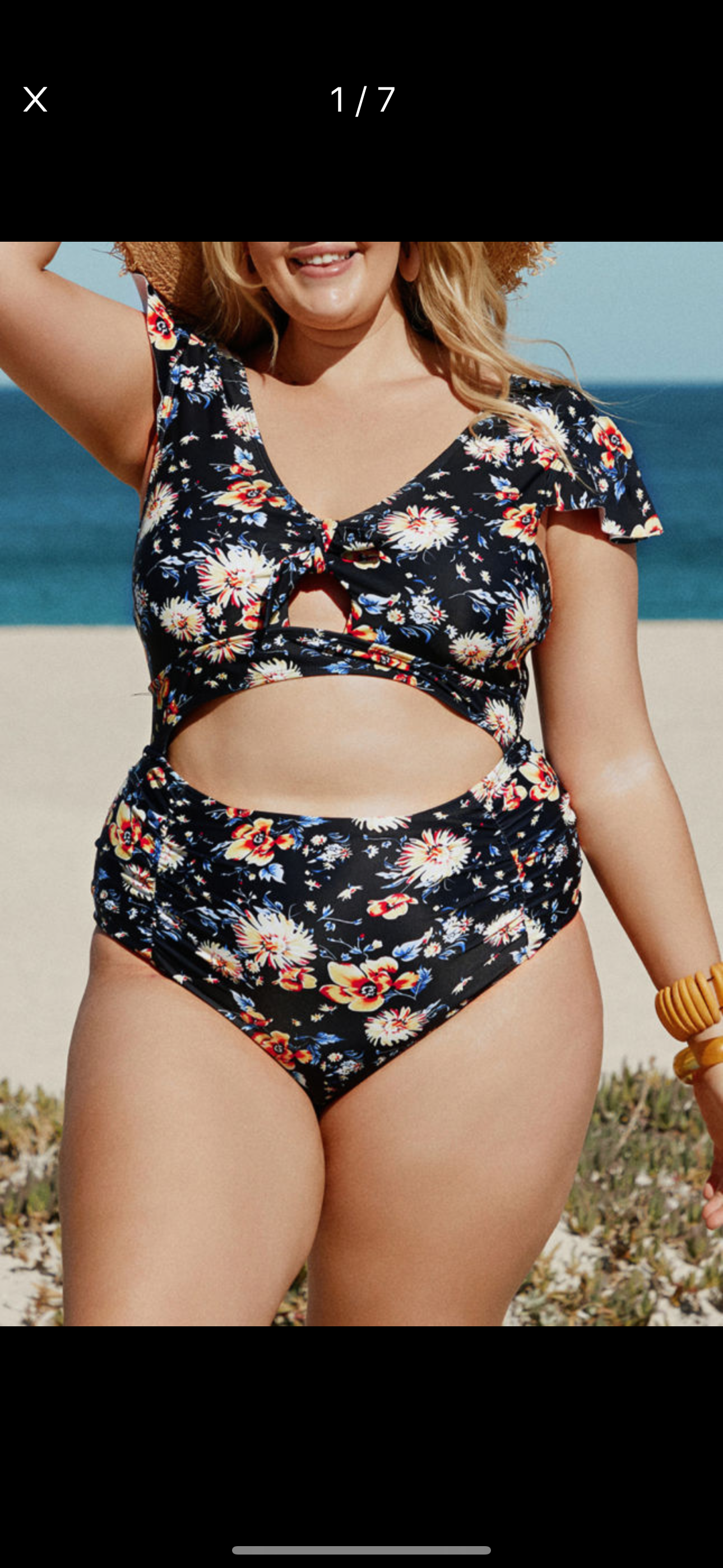 Plus Cap Sleeve Cut-Out Swimsuit