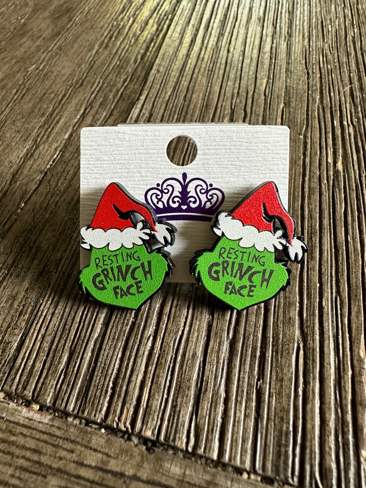 Christmas ‘Resting Grinch Face’ Earrings