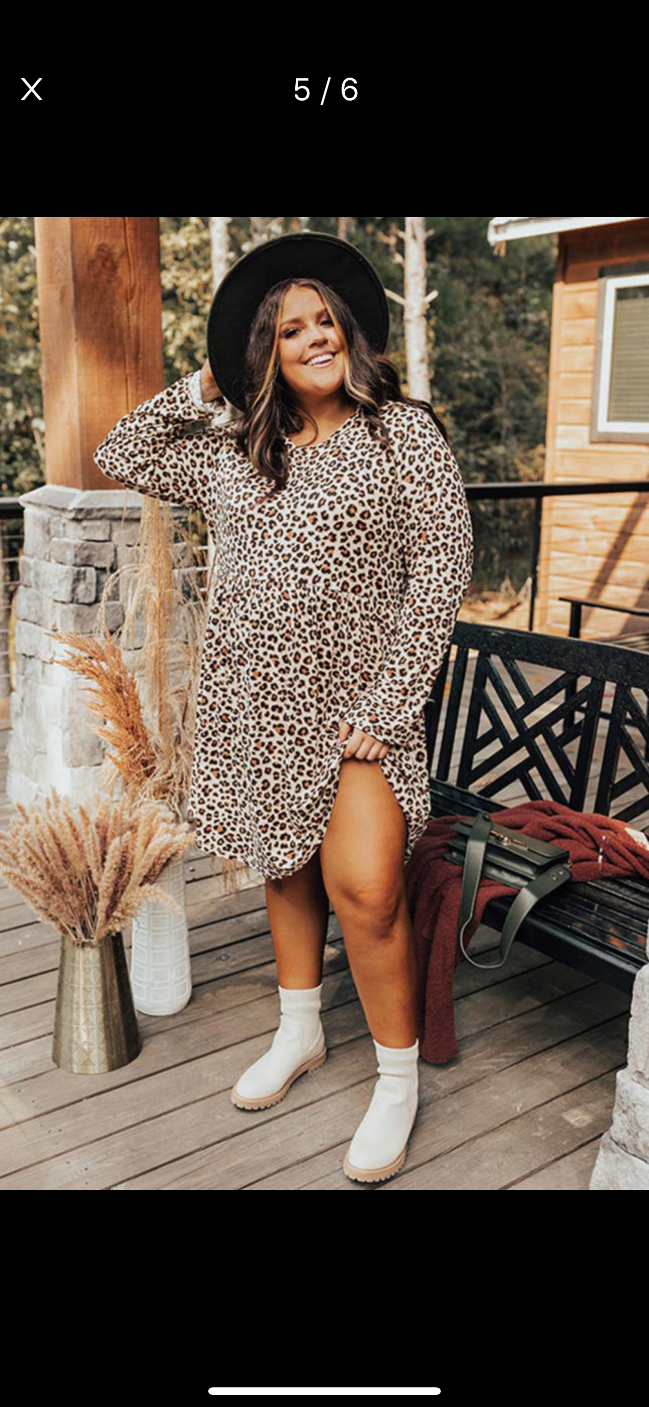 Plus Leopard Long Sleeve Midi Dress